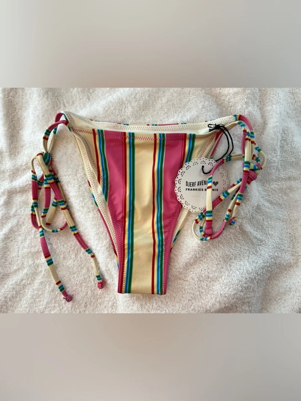 Djerf Frankie’s Stripe Bikini Bottom L & Keychain BNWT - Picture 3 of 8